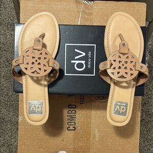 Dolce Vita Tan Sandals with Ornate Cutout Design